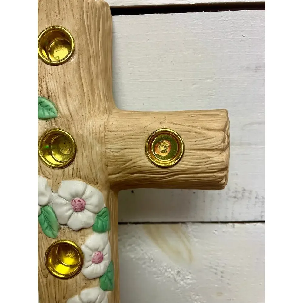 Abbey Press VTG Floral Cross Candle Holder.